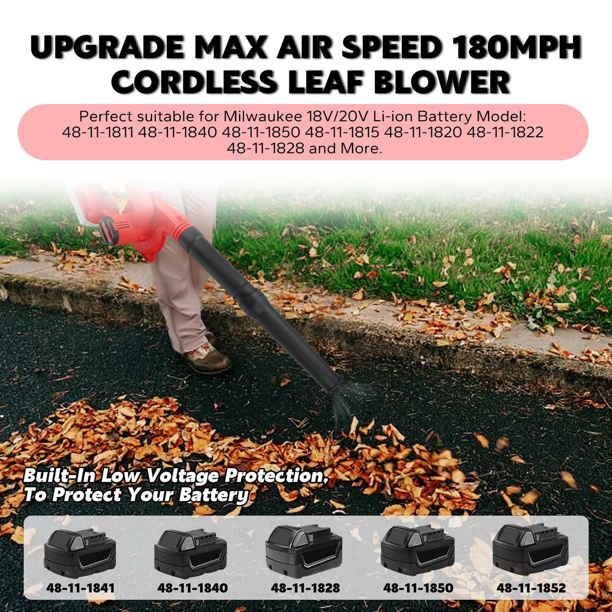 Cordless Brushless Leaf Blower & Vacuum with 18V Battery Compatibility – 6-Speed Handheld Yard Tool for Outdoor Cleaning, Indoor Dusting &