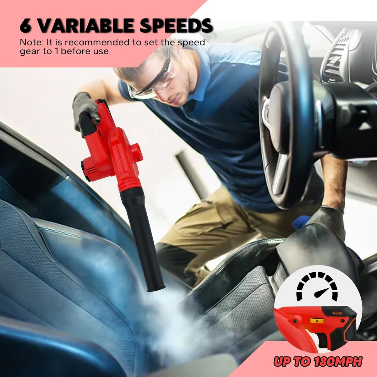 Cordless Brushless Leaf Blower & Vacuum with 18V Battery Compatibility – 6-Speed Handheld Yard Tool for Outdoor Cleaning, Indoor Dusting &
