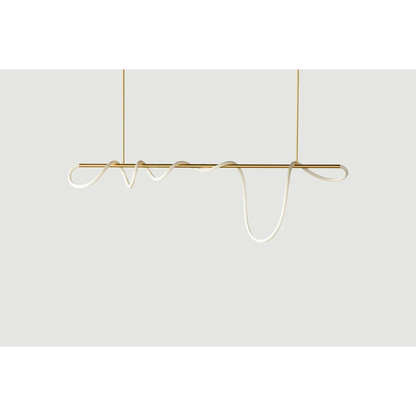 Architectural Surface Mount LED Ceiling Fixture Curved Copper Bar Design for Dining Tables Kitchen Islands Gold Black Silver 24-138 Inches