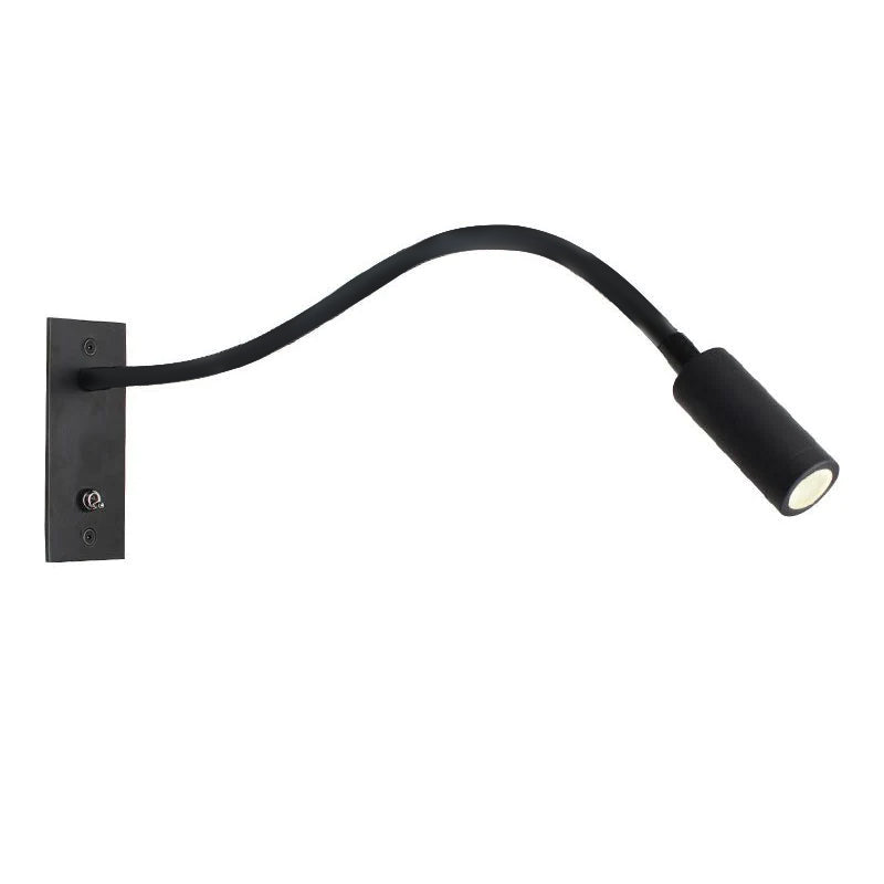 Flexible Gooseneck LED Reading Sconce 14 in Aluminum Indoor Wall Light for Bedroom Hallway Study Modern Task Lighting Push Button Switch