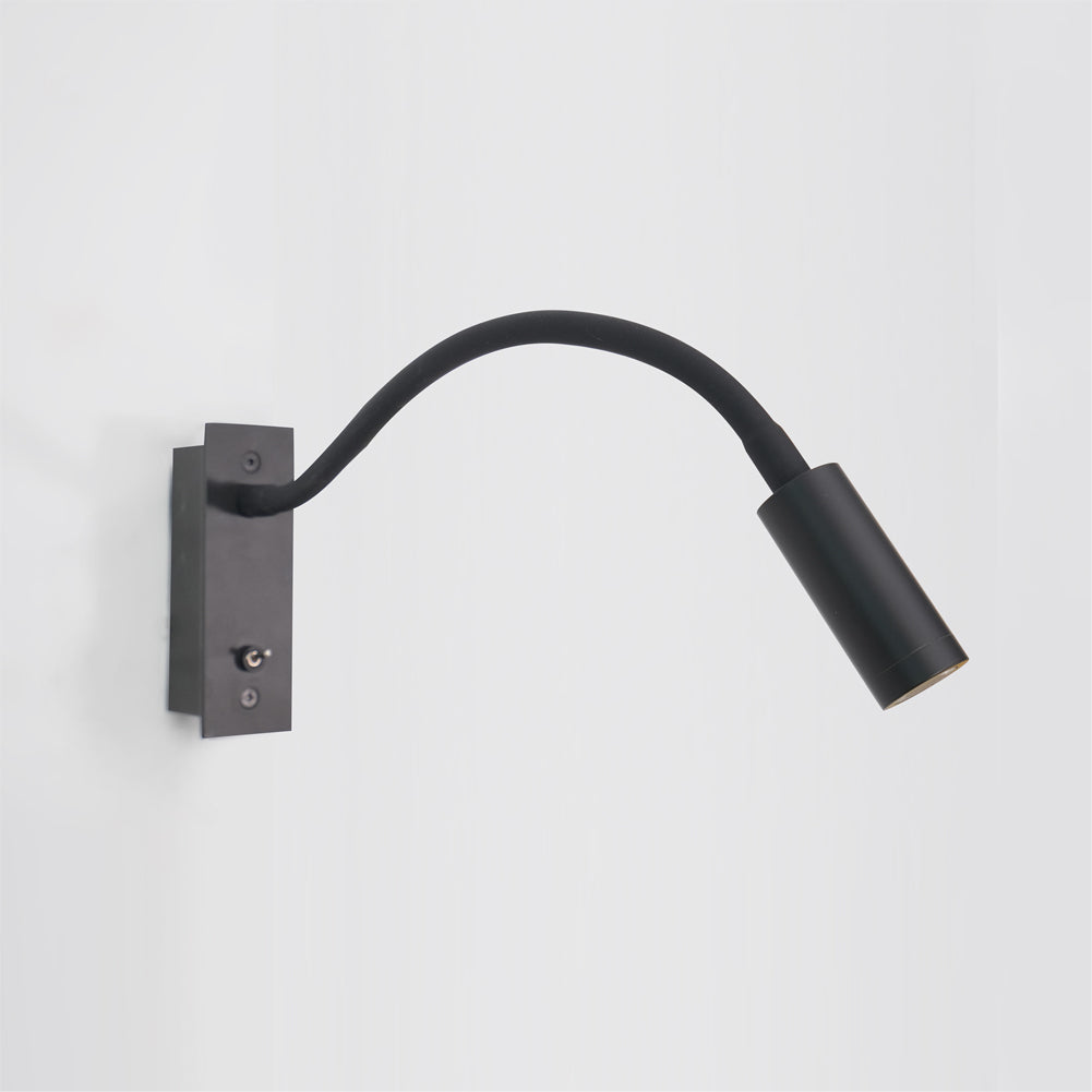 Flexible Gooseneck LED Reading Sconce 14 in Aluminum Indoor Wall Light for Bedroom Hallway Study Modern Task Lighting Push Button Switch