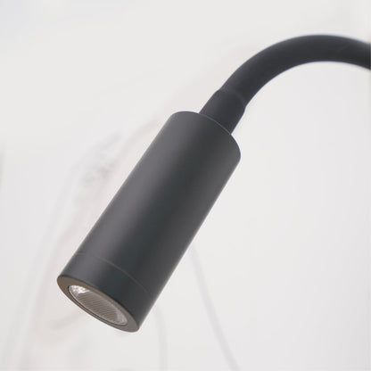 Flexible Gooseneck LED Reading Sconce 14 in Aluminum Indoor Wall Light for Bedroom Hallway Study Modern Task Lighting Push Button Switch