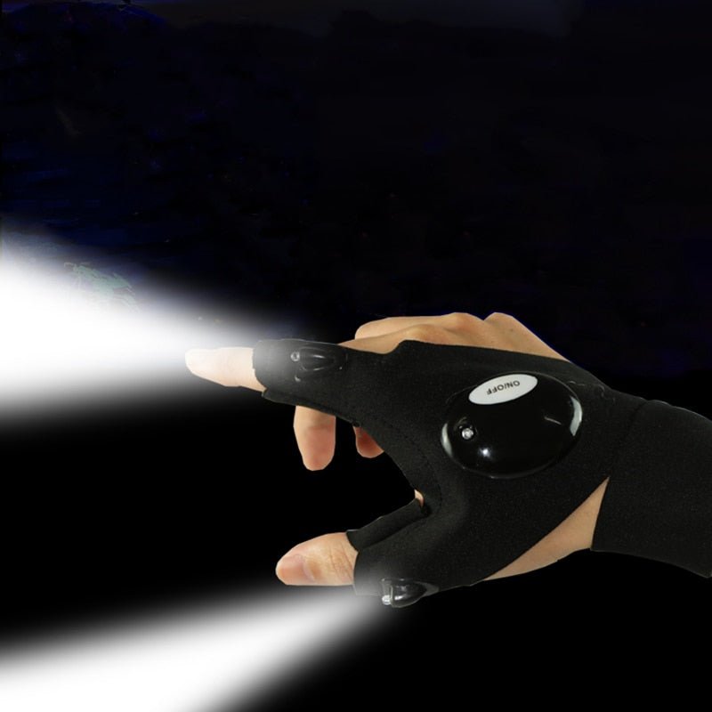 Rechargeable Work Gloves with Built-In LED Finger Lights for Mechanics, Camping, Repair & Night Tasks
