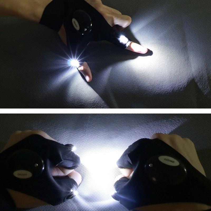 Rechargeable Work Gloves with Built-In LED Finger Lights for Mechanics, Camping, Repair & Night Tasks