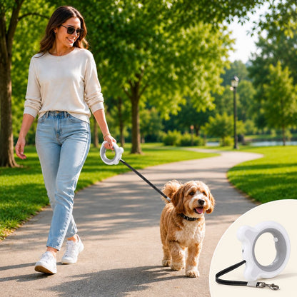 Ortekor Retractable Dog Leash for Night Walks & Daily Walks - Optional LED Light, 16ft Reflective Tape & One-Touch Brake for Better Visibility and Control