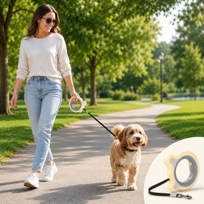 Ortekor Retractable Dog Leash for Night Walks & Daily Walks - Optional LED Light, 16ft Reflective Tape & One-Touch Brake for Better Visibility and Control