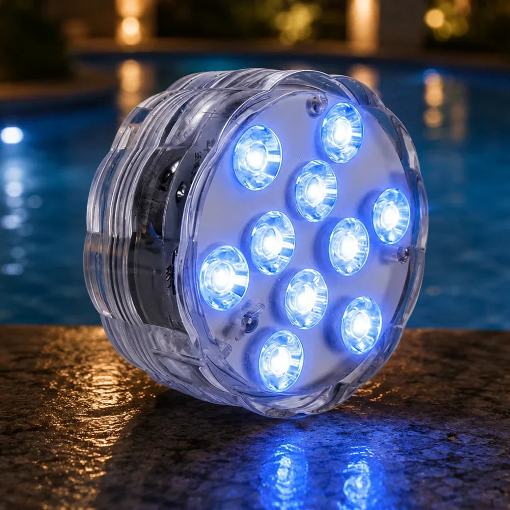 Waterproof RGB Color-Changing Underwater Light with Remote – Battery-Powered Submersible LED for Pools, Aquariums & Hot Tubs