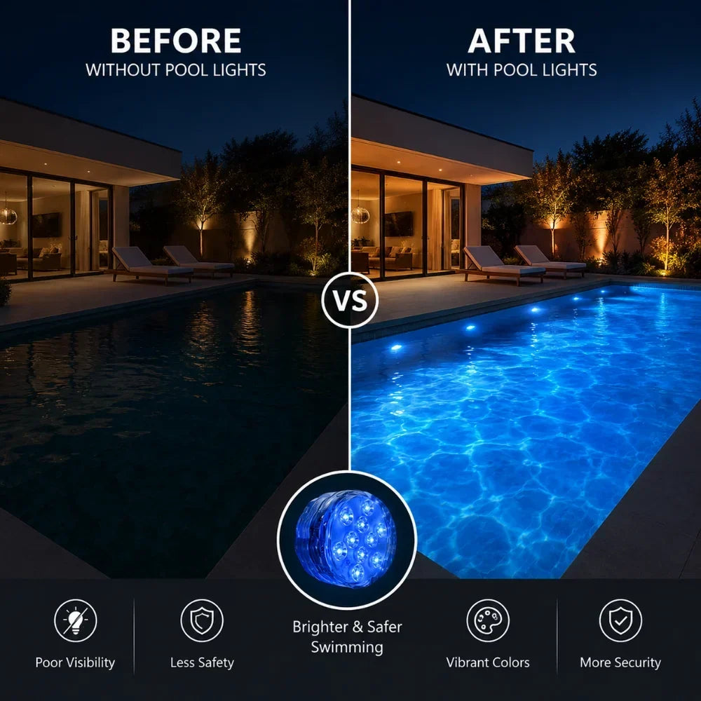 Waterproof RGB Color-Changing Underwater Light with Remote – Battery-Powered Submersible LED for Pools, Aquariums & Hot Tubs