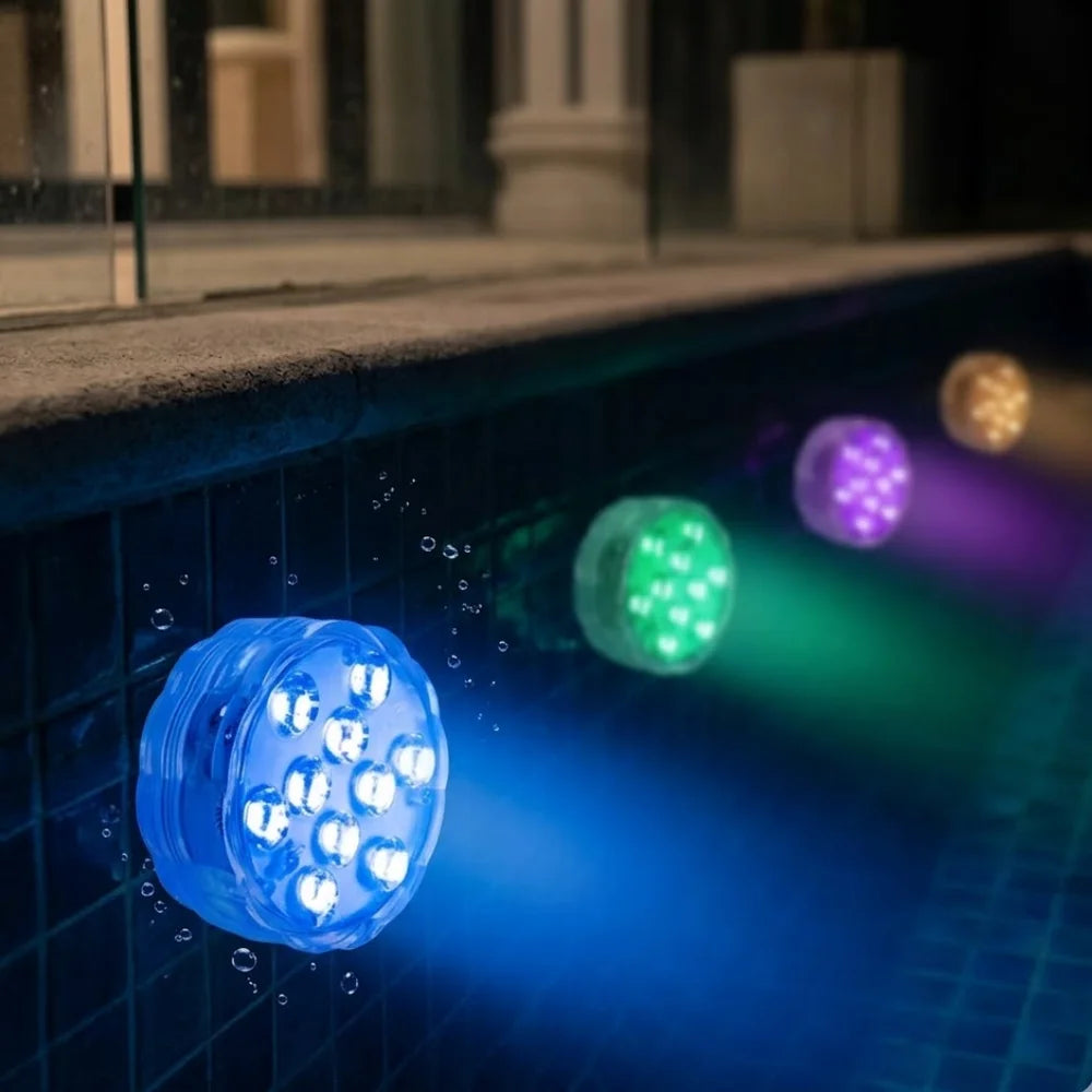 Waterproof RGB Color-Changing Underwater Light with Remote – Battery-Powered Submersible LED for Pools, Aquariums & Hot Tubs