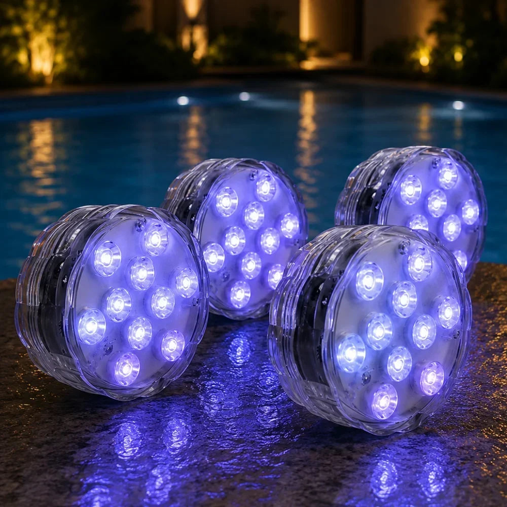 Waterproof RGB Color-Changing Underwater Light with Remote – Battery-Powered Submersible LED for Pools, Aquariums & Hot Tubs