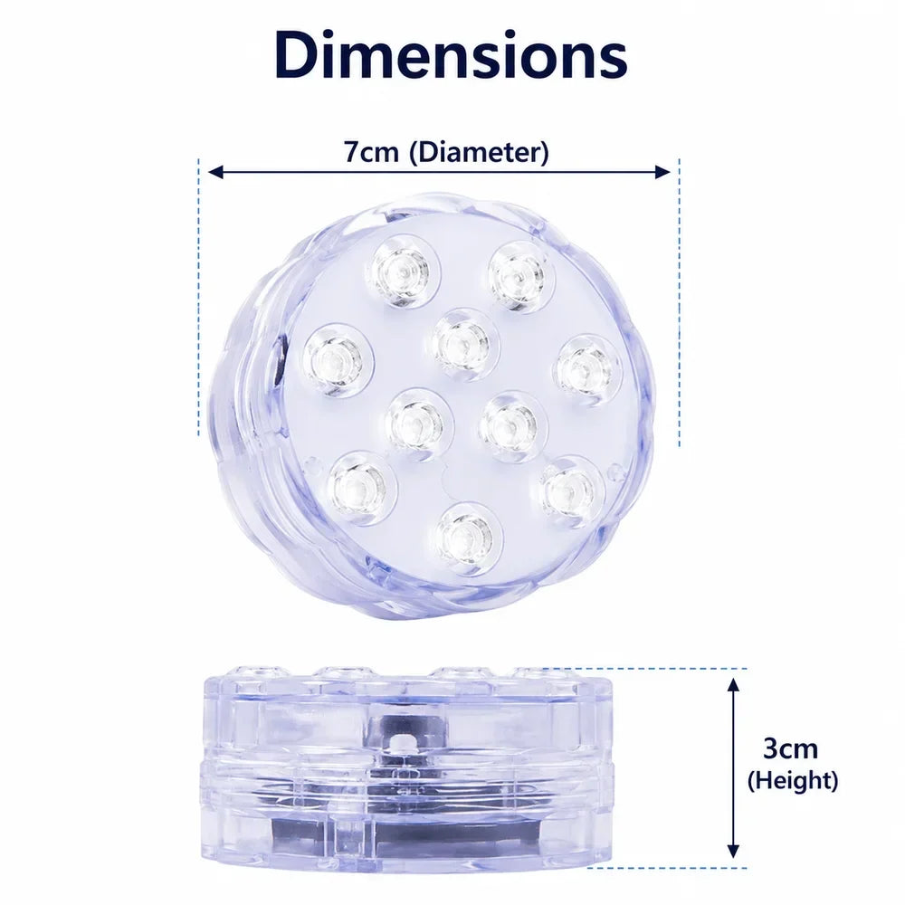 Waterproof RGB Color-Changing Underwater Light with Remote – Battery-Powered Submersible LED for Pools, Aquariums & Hot Tubs