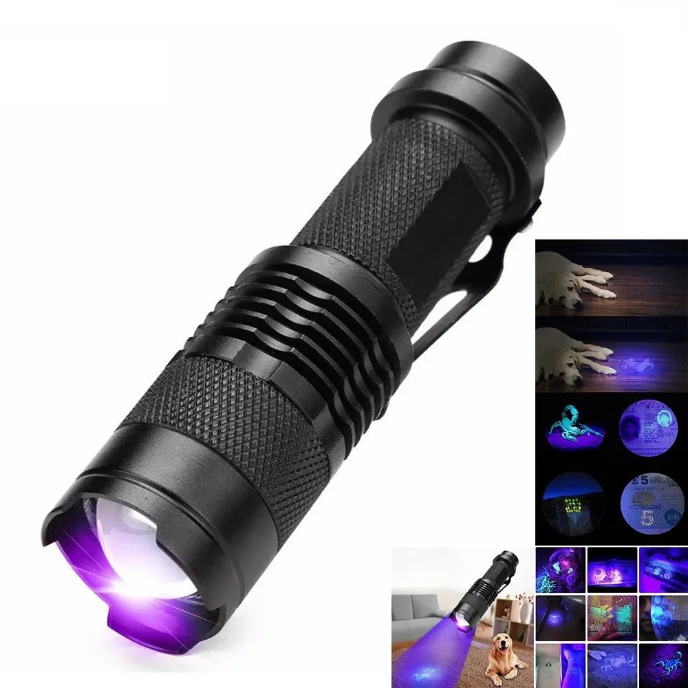 UV Flashlight for Pet Urine and Stain Detection, Blacklight Flashlight with Aluminum Body, Handheld UV Light