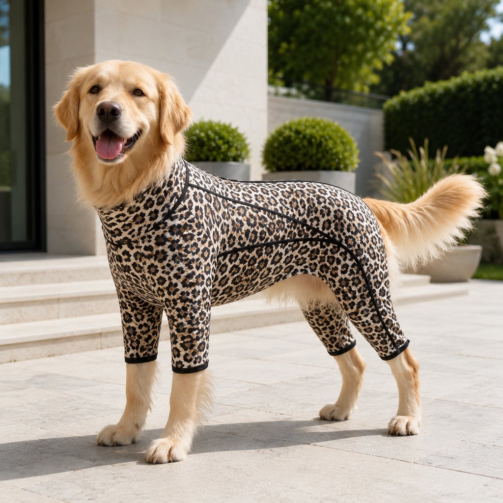 Ortekor Four-Leg Full-Body Dog Jumpsuit for Home & Outdoor Wear – Helps Contain Loose Fur & Everyday Dirt