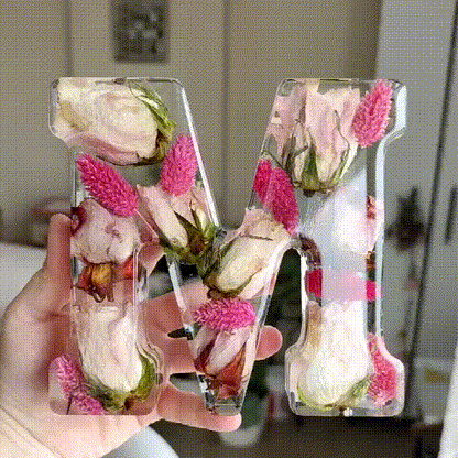 Ortekor Personalized Floral Resin Letter Light | Unique Home Decor with Warm LED Glow for a Calming Atmosphere