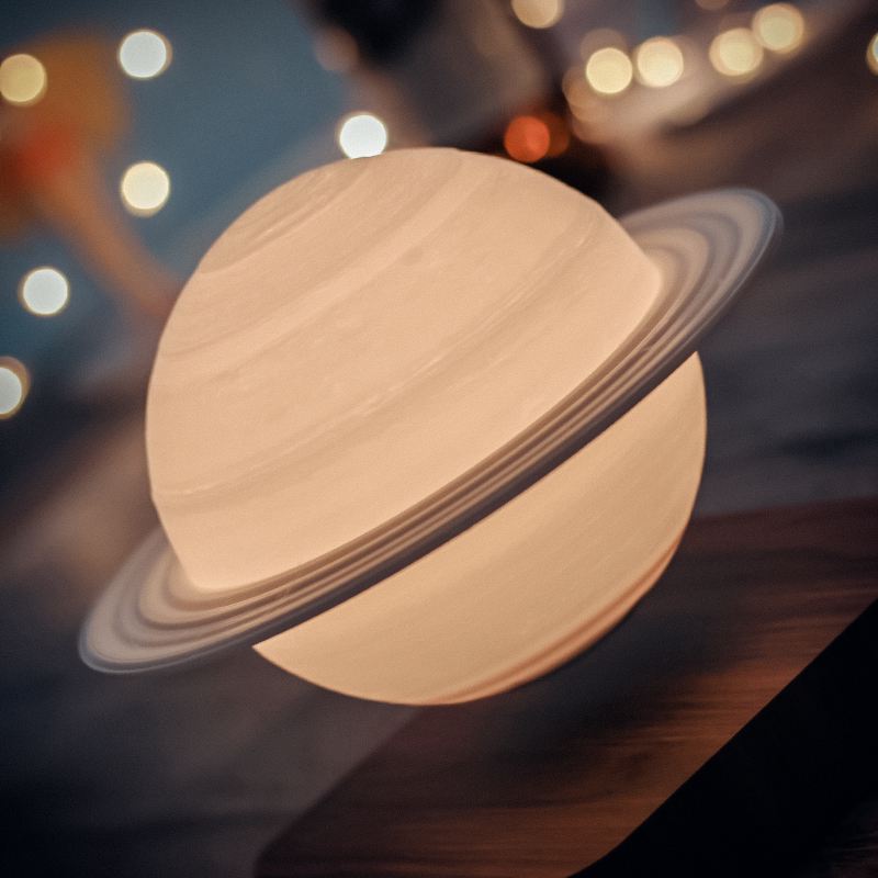 Magnetic Floating Saturn Night Light 6 Inch 3D Printed Rotating Sphere Desk Lamp Color Changing Wireless LED Planet Decor for Bedroom Office