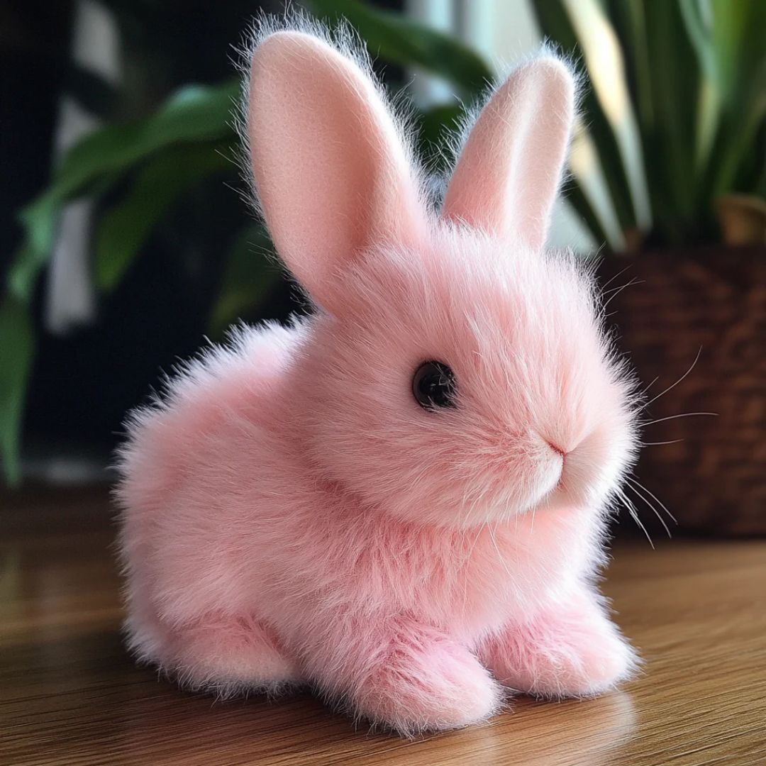 Animated Bunny Stuffed Animal Plush Toy with Hopping Motion for Kids Room Decor Nursery Gift Soft Synthetic Fiber Companion Beige Pink White