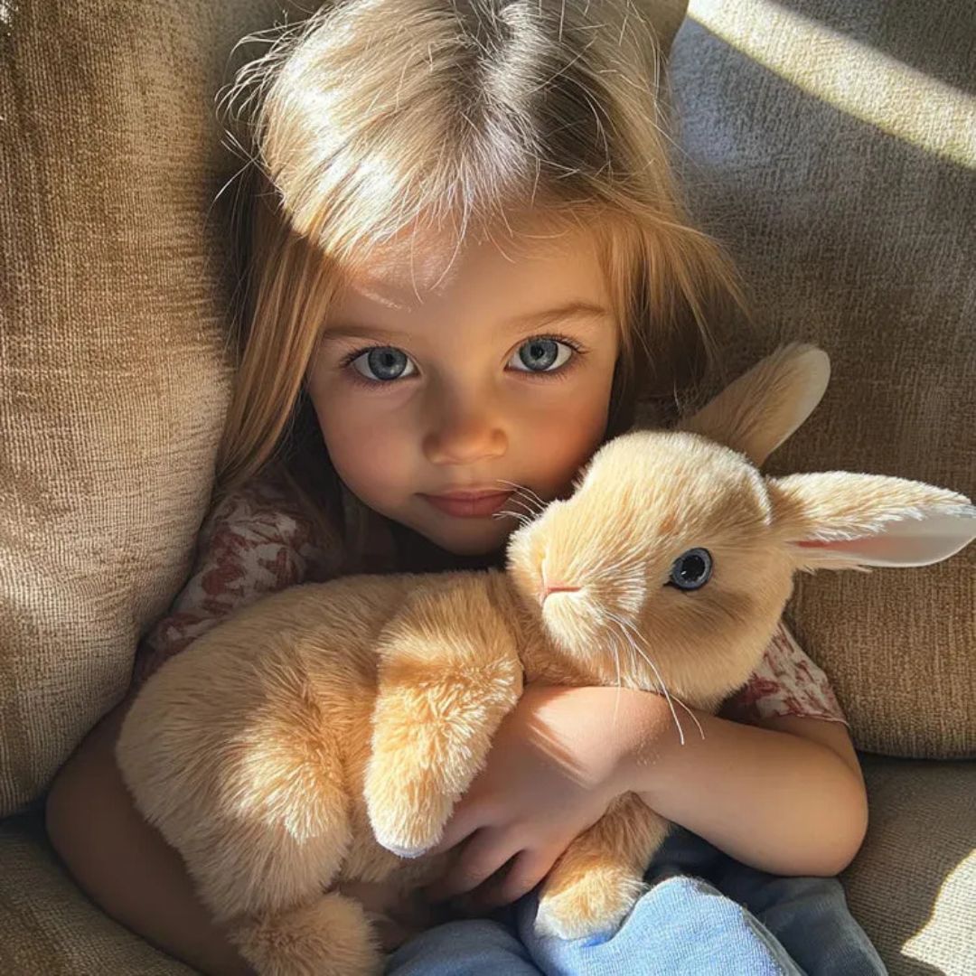 Animated Bunny Stuffed Animal Plush Toy with Hopping Motion for Kids Room Decor Nursery Gift Soft Synthetic Fiber Companion Beige Pink White