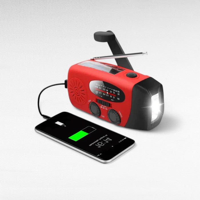 Emergency Hand Crank Radio with Flashlight & Phone Charger – Solar & USB Rechargeable Weather Alert AM/FM Radio for Power Outages, Camping