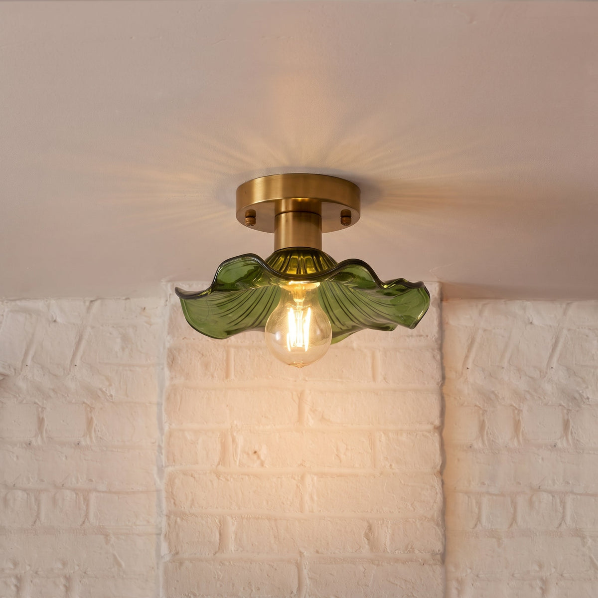 Flush Mount Ceiling Light Fixture – Flower Glass LED Lamp 23 in Diameter for Living Room Bedroom Kitchen | Modern Floral Design Overhead