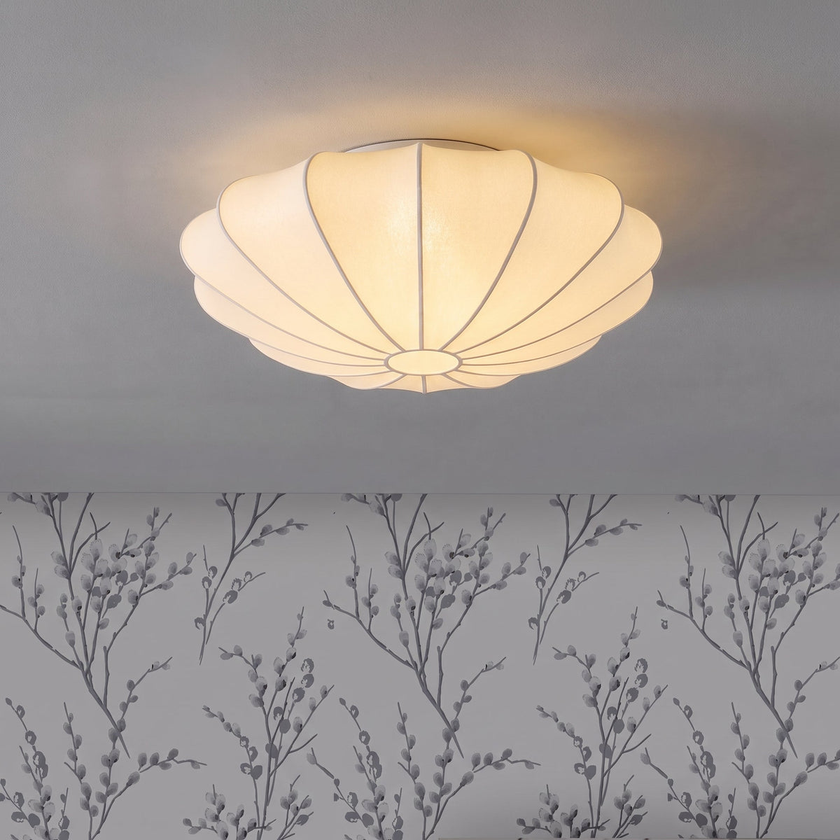 Silk Fiber Cocoon Flush Mount Ceiling Light with Warm Glow for Living Room & Bedroom | 3000K LED