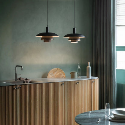 Scandinavian Metal Pendant Light with Integrated LED – Dimmable Ceiling Fixture for Dining Room & Kitchen – 11.4 in or 15.4 in Diameter