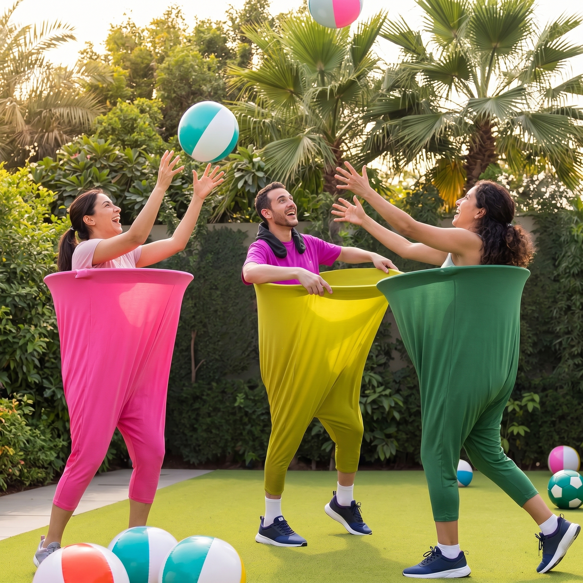 Oversized Wearable Catch-Basket Party Activity for Kids Adults Family Gatherings Backyard Indoor Outdoor Fun with Inflatable Balls Hand Pump