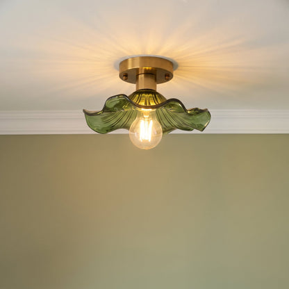 Flush Mount Ceiling Light Fixture – Flower Glass LED Lamp 23 in Diameter for Living Room Bedroom Kitchen | Modern Floral Design Overhead