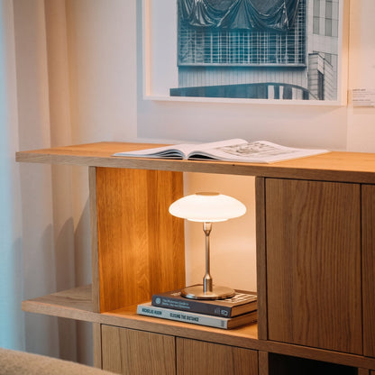 Modern Sculptural Table Lamp with Minimalist Metal & Glass Design for Nightstand, Desk & Side Table | Contemporary Nordic-Inspired Accent