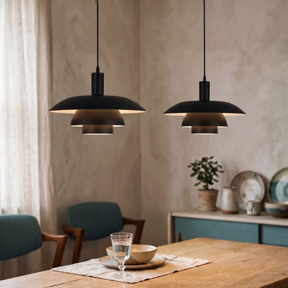 Scandinavian Metal Pendant Light with Integrated LED – Dimmable Ceiling Fixture for Dining Room & Kitchen – 11.4 in or 15.4 in Diameter