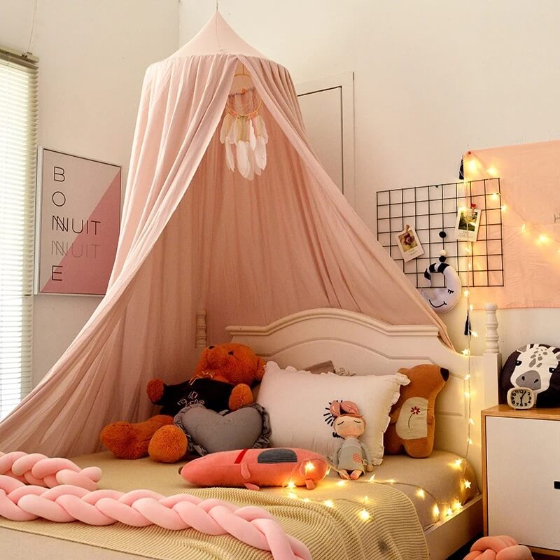 Kids Bed Tent Canopy Light Blocking Play Curtain for Girls Boys Crib Nursery Princess Dome Netting Drape with Hanging Hook 98 Inch Tall