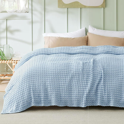 Cotton Throw Blanket Cooling, Bamboo Cooling Blanket for Hot Sleepers, Lightweight Queen Size Blanket for Summer