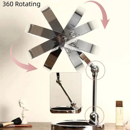 Dual-Sided Vanity Mirror 10x Magnification LED Rechargeable Touch Control Tabletop Cosmetic Mirror 360° Rotating Desktop for Makeup
