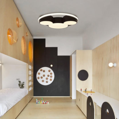 Dimmable LED Flush Mount Kids Room Light with Remote Control – Black & White Character-Inspired Fixture, 18 or 20 Inch, Adjustable Brightnes
