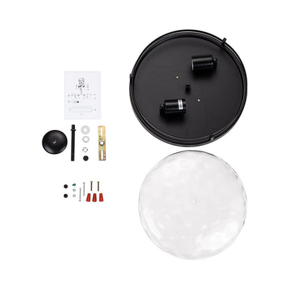 Textured Glass Flush Mount Fixture 13 in Round Two-Bulb Overhead Lighting for Bedrooms Entryways Low-Profile Farmhouse Style