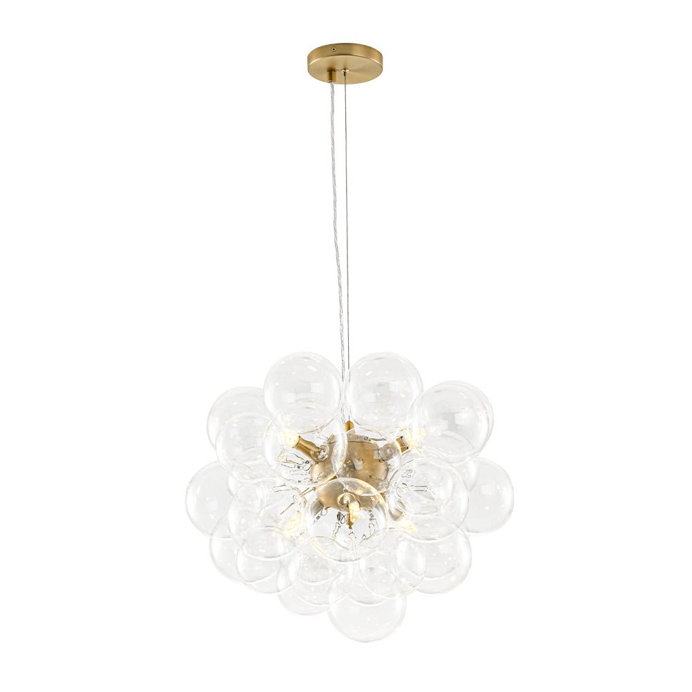 Multi-Sphere Glass Ceiling Fixture 20 in Brushed Metal Finish Adjustable Height 6-Light G9 for Dining Room Kitchen Island Contemporary Home