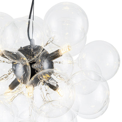 Multi-Sphere Glass Ceiling Fixture 20 in Brushed Metal Finish Adjustable Height 6-Light G9 for Dining Room Kitchen Island Contemporary Home