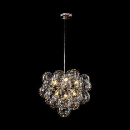 Multi-Sphere Glass Ceiling Fixture 20 in Brushed Metal Finish Adjustable Height 6-Light G9 for Dining Room Kitchen Island Contemporary Home