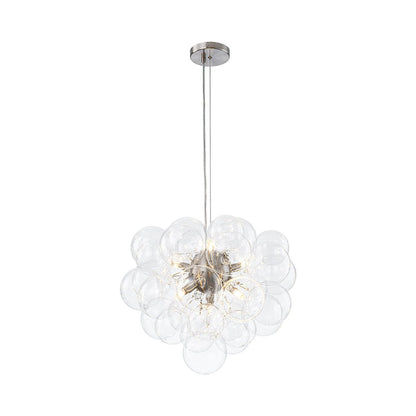 Multi-Sphere Glass Ceiling Fixture 20 in Brushed Metal Finish Adjustable Height 6-Light G9 for Dining Room Kitchen Island Contemporary Home