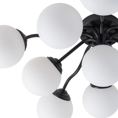 Starburst Ceiling Light with Frosted Globe Shades – Mid-Century Modern Semi-Flush Mount Fixture in Gold Tone
