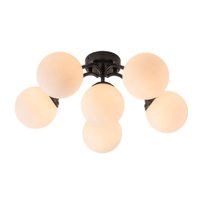 Starburst Ceiling Light with Frosted Globe Shades – Mid-Century Modern Semi-Flush Mount Fixture in Gold Tone