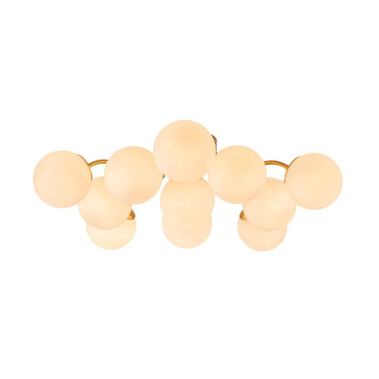 Starburst Ceiling Light with Frosted Globe Shades – Mid-Century Modern Semi-Flush Mount Fixture in Gold Tone