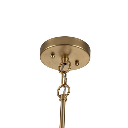 Woven Cotton Rope Drum Chandelier with Adjustable Height – 24 in Brushed Brass Fixture for Kitchen Island, Dining Table & Modern Farmhouse I