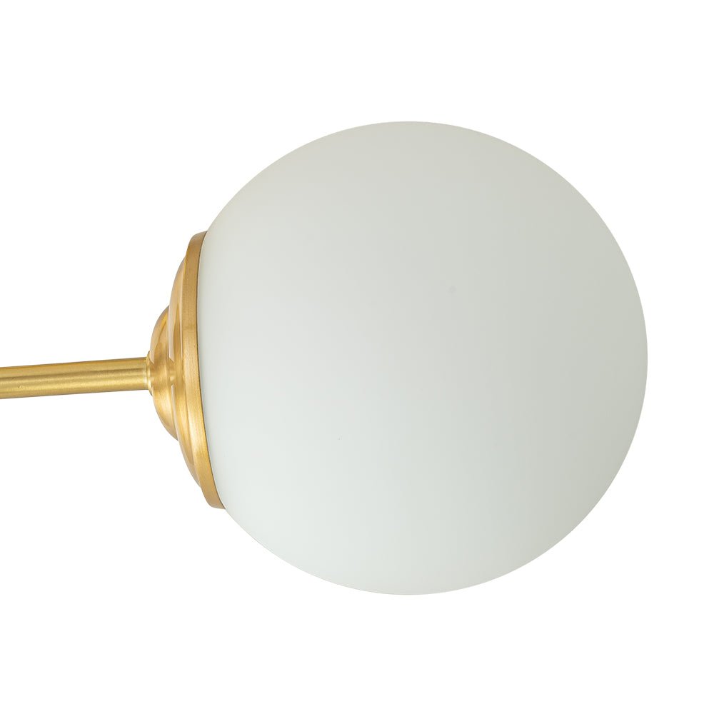 Three-Globe Semi-Flush Mount Light Fixture 19 in Brass Opal Glass for Bedroom Living Room Hallway Mid-Century Modern Ambient Lighting