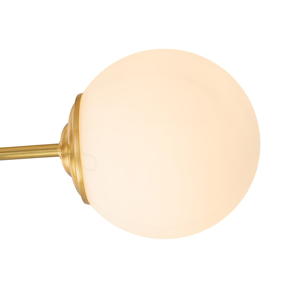 Three-Globe Semi-Flush Mount Light Fixture 19 in Brass Opal Glass for Bedroom Living Room Hallway Mid-Century Modern Ambient Lighting