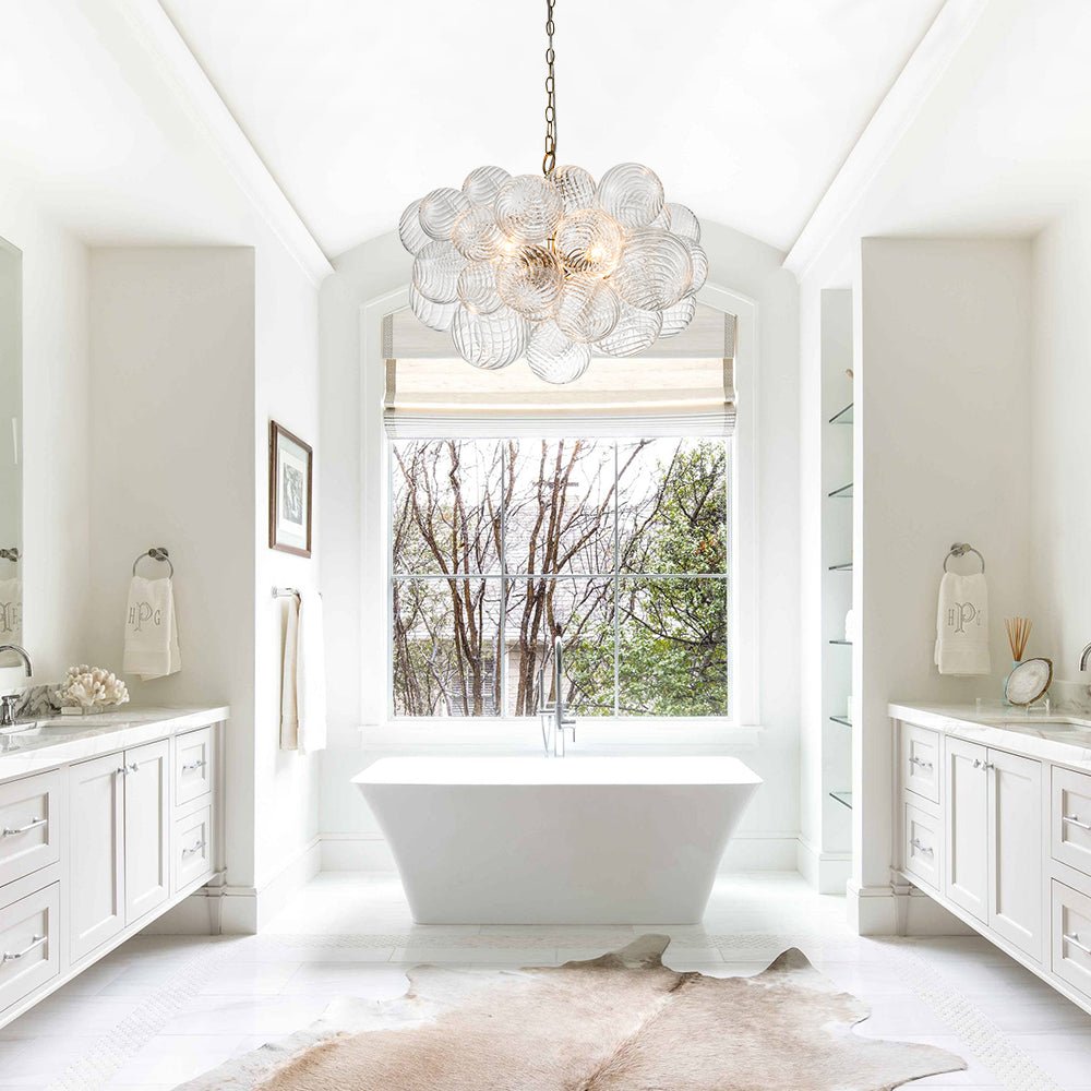 Multi-Globe Textured Glass Ceiling Fixture with Adjustable Chain Hardwired Dimmable Lighting for Dining Room Entryway Bedroom