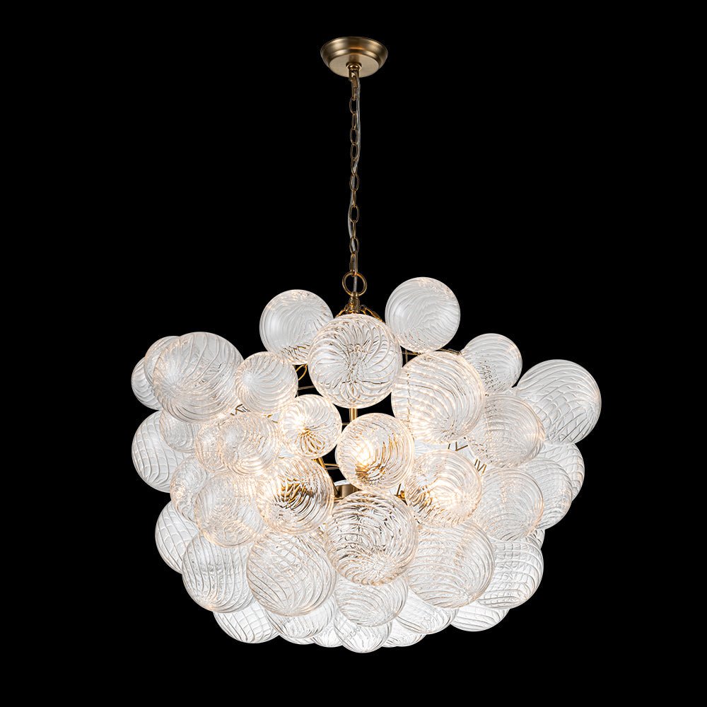 Multi-Globe Textured Glass Ceiling Fixture with Adjustable Chain Hardwired Dimmable Lighting for Dining Room Entryway Bedroom