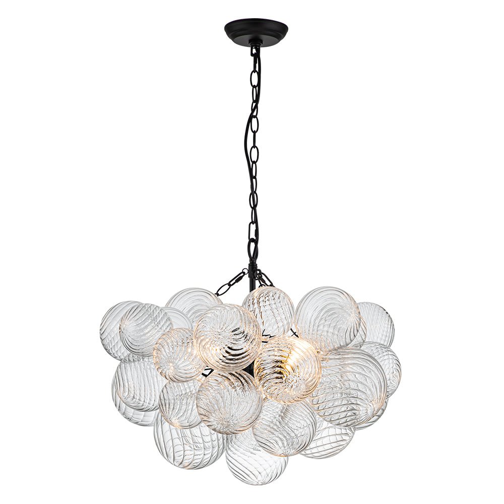 Multi-Globe Textured Glass Ceiling Fixture with Adjustable Chain Hardwired Dimmable Lighting for Dining Room Entryway Bedroom