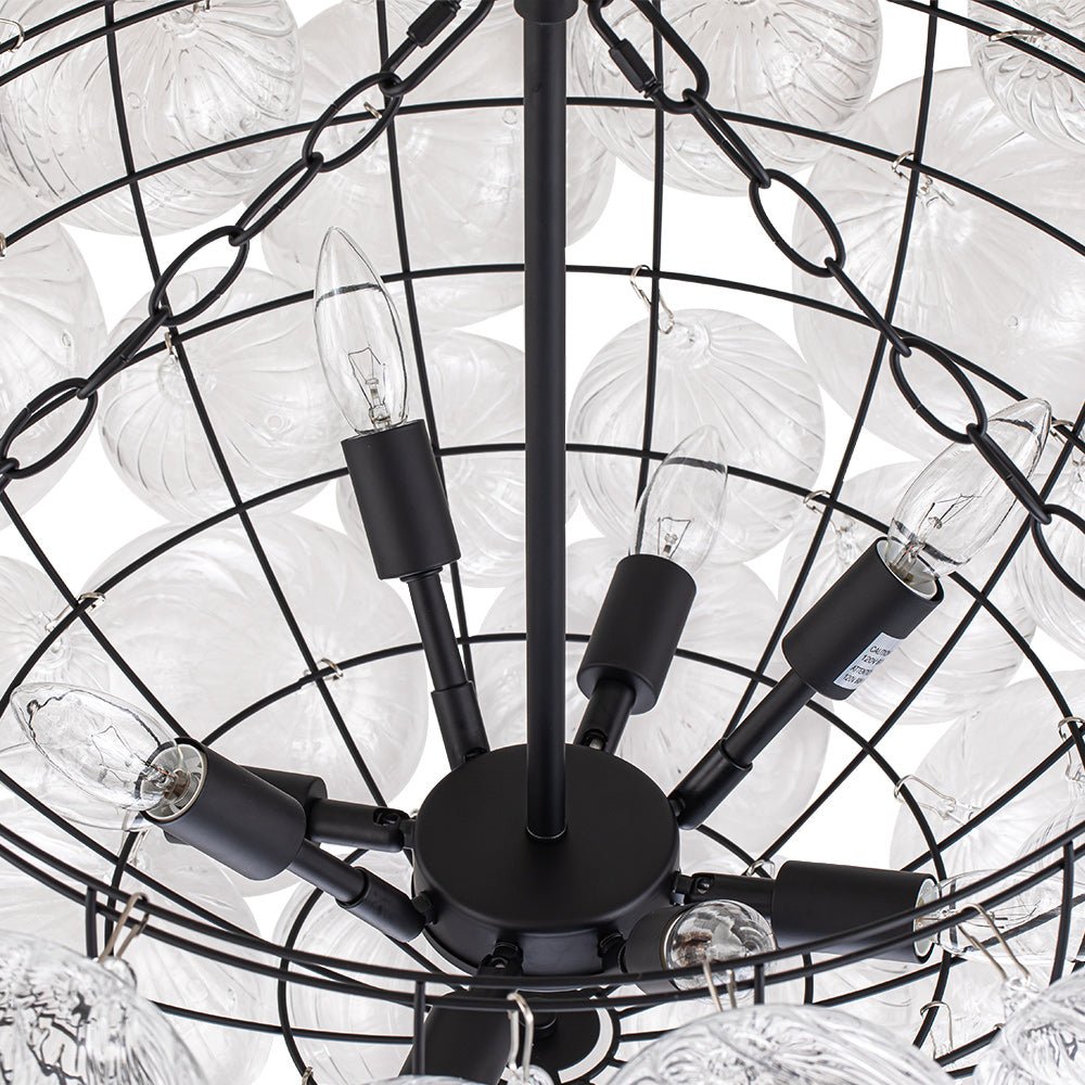 Multi-Globe Textured Glass Ceiling Fixture with Adjustable Chain Hardwired Dimmable Lighting for Dining Room Entryway Bedroom