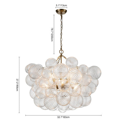 Multi-Globe Textured Glass Ceiling Fixture with Adjustable Chain Hardwired Dimmable Lighting for Dining Room Entryway Bedroom