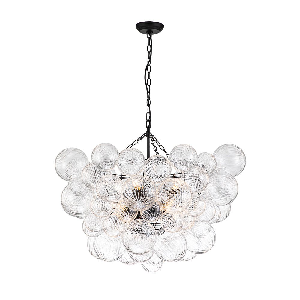 Multi-Globe Textured Glass Ceiling Fixture with Adjustable Chain Hardwired Dimmable Lighting for Dining Room Entryway Bedroom